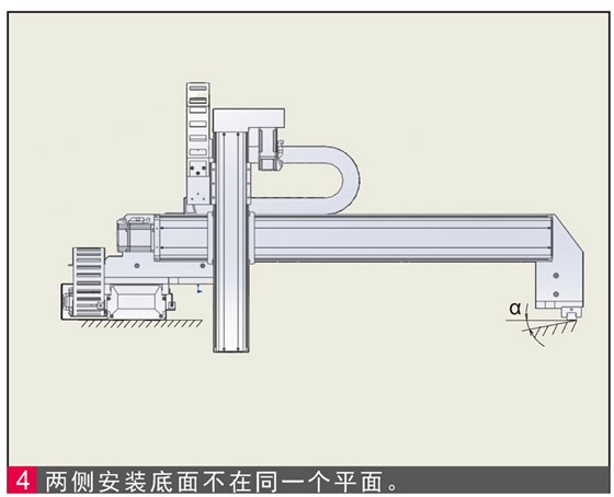 組合機(jī)械手臂兩邊安裝高度不平。